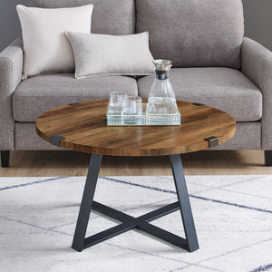 AF30MWCTRO - Rustic Round Coffee Table Dark Concrete