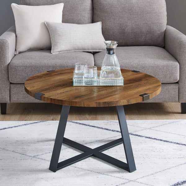 AF30MWCTRO - Rustic Round Coffee Table Dark Concrete