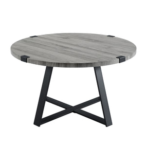 Rustic Round Coffee Table Slate Grey