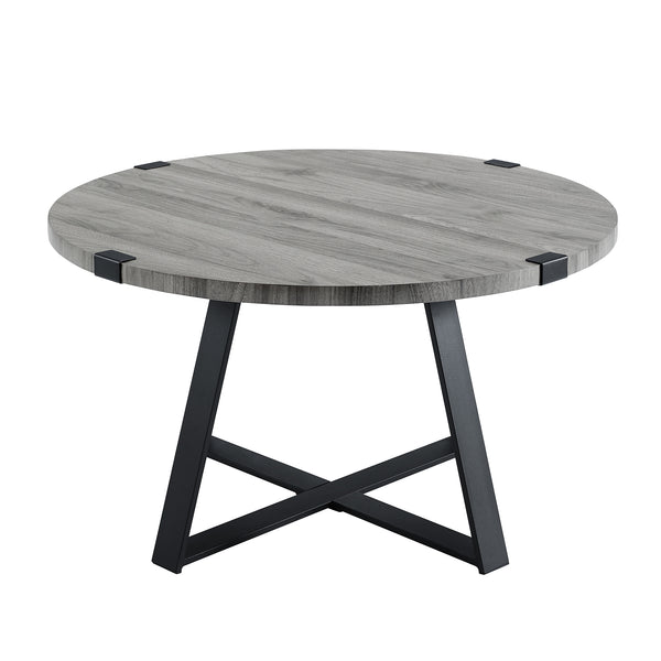 Rustic Round Coffee Table Slate Grey