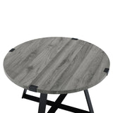 Rustic Round Coffee Table Slate Grey