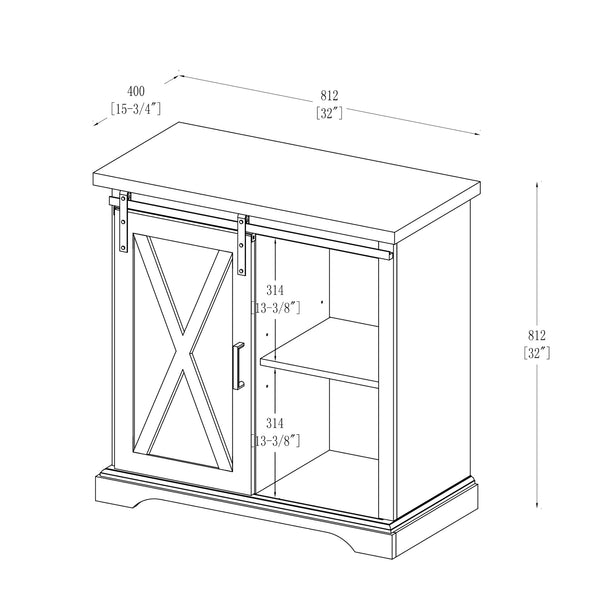 32" Rustic Farmhouse Buffet White Oak