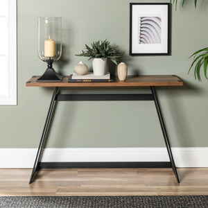 46" Modern Industrial Entryway Table Rustic Oak