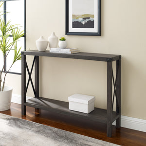 Walker Edison Farmhouse Metal-X Entry Table with Lower Shelf XIIXR AF46MXETSA
