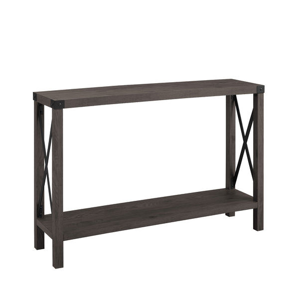 Walker Edison Farmhouse Metal-X Entry Table with Lower Shelf XIIXR AF46MXETSA
