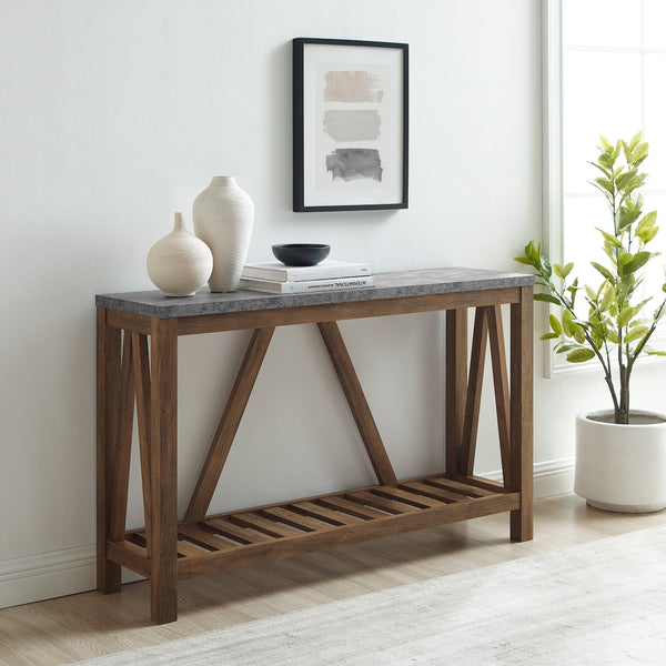 AF52AFTDC - 52" Modern Farmhouse Entryway Table Dark Concrete/Rustic Oak