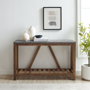 AF52AFTDC - 52" Modern Farmhouse Entryway Table Dark Concrete/Rustic Oak