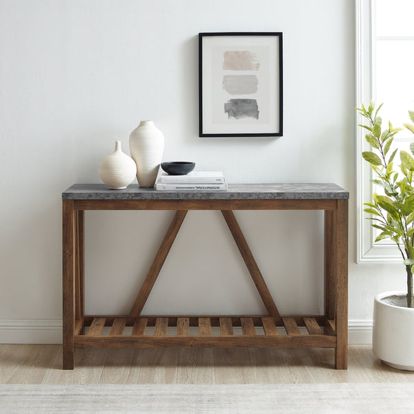 AF52AFTDC - 52" Modern Farmhouse Entryway Table Dark Concrete/Rustic Oak