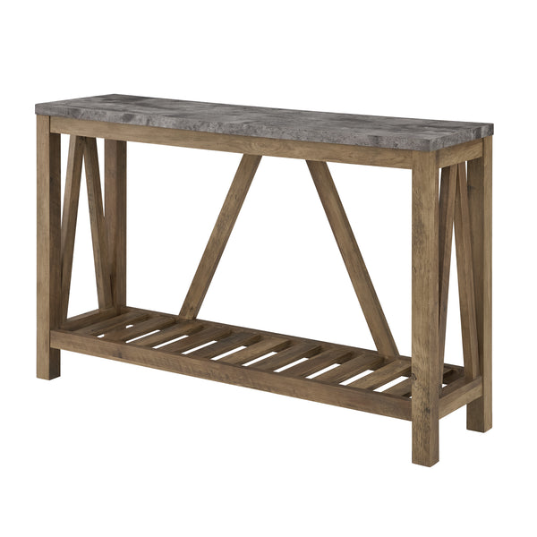 52" Modern Farmhouse Entryway Table Dark Concrete/Rustic Oak