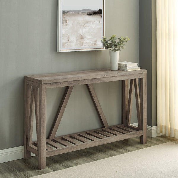 AF52AFTGW - 52" Modern Farmhouse Entryway Table Dark Concrete/Rustic Oak