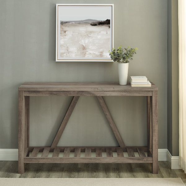 AF52AFTGW - 52" Modern Farmhouse Entryway Table Dark Concrete/Rustic Oak