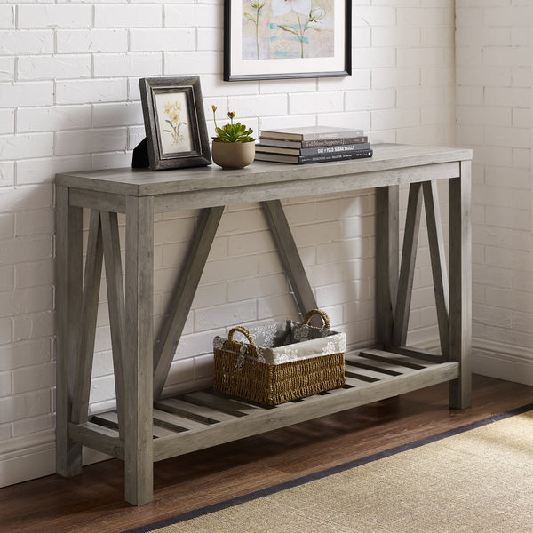 52" Modern Farmhouse Entryway Table Grey Wash