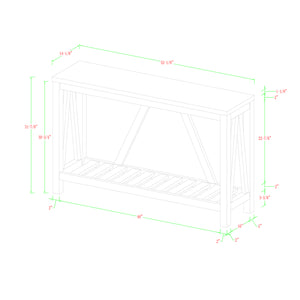 52" Rustic Entryway Table Marble/Walnut