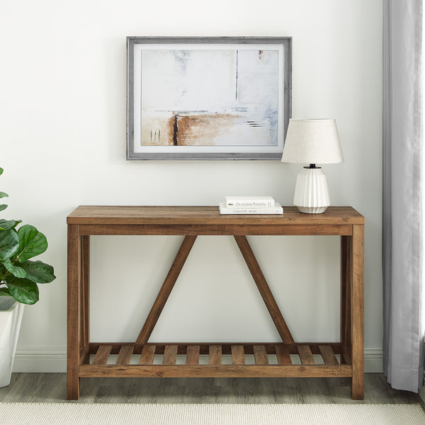 AF52AFTRO - 52" Rustic Entryway Table Marble/Walnut