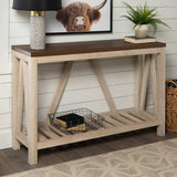 52" Rustic Entryway Table White Oak