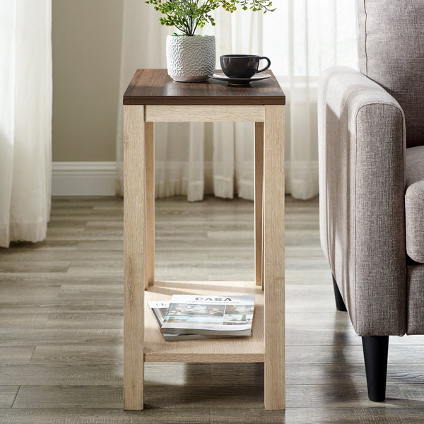 Narrow A Frame Side Table Dark Walnut/White Oak