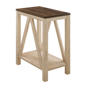 Narrow A Frame Side Table Dark Walnut/White Oak