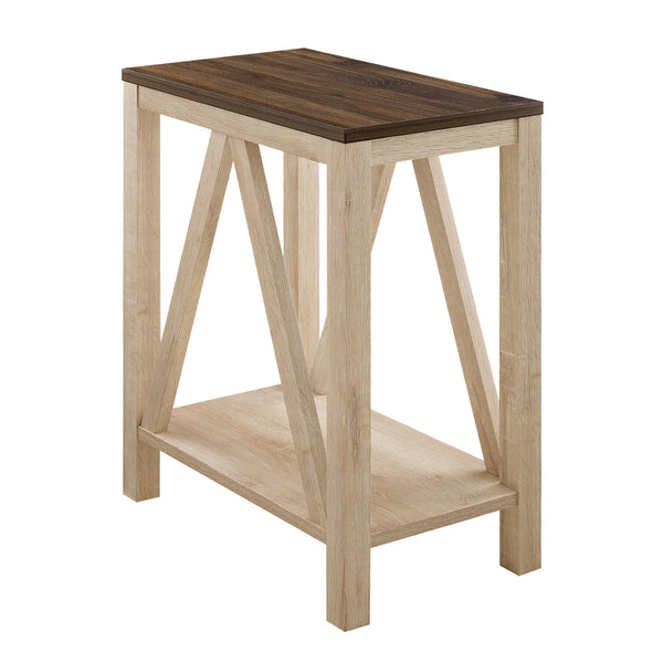 Narrow A Frame Side Table Dark Walnut/White Oak