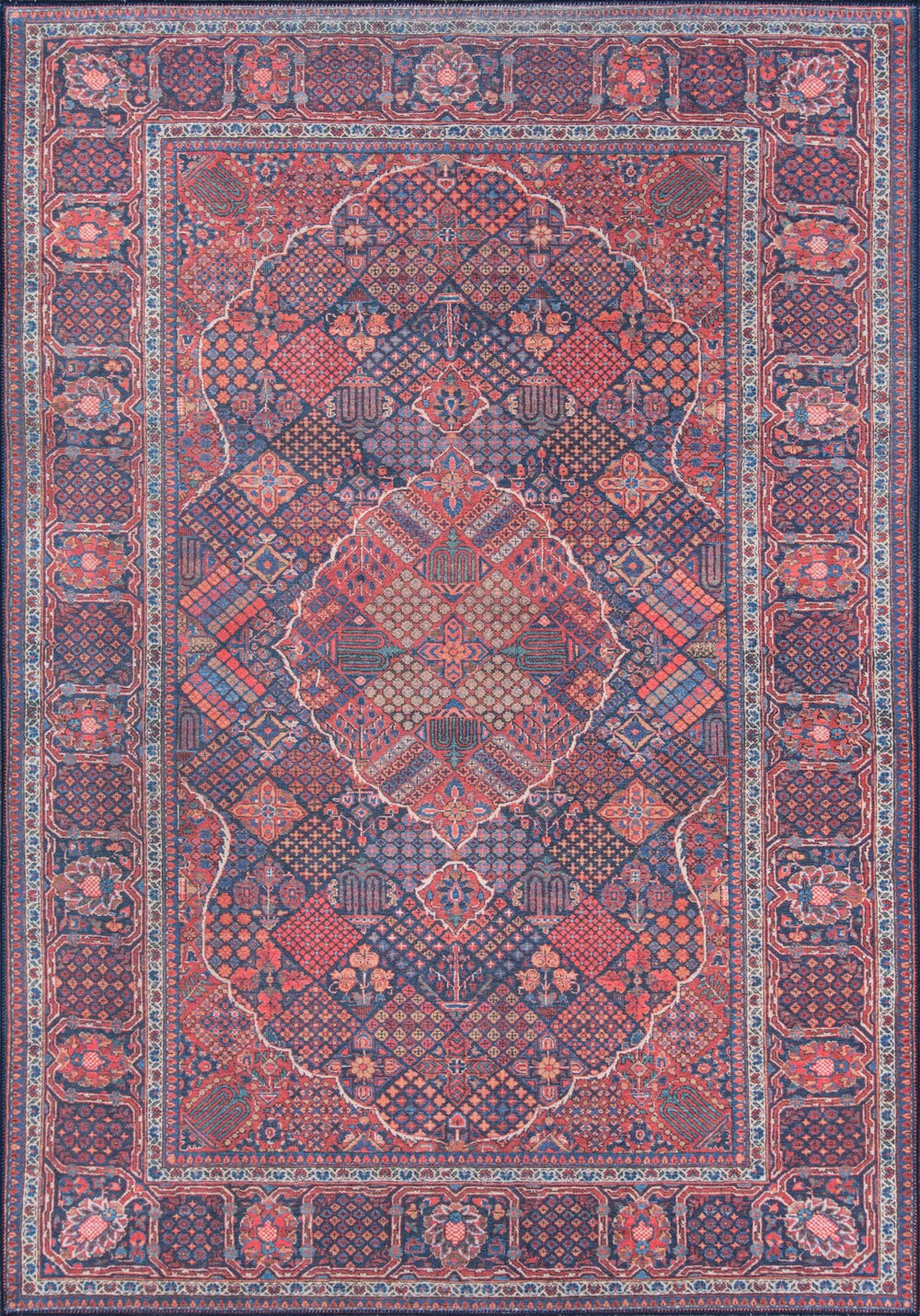 Momeni Afshar AFS10 Machine Made Traditional Medallion Indoor Area Rug Navy 10' x 14' AFSHAAFS10NVYA0E0