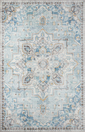 Momeni Afshar AFS32 Machine Made Traditional Medallion Indoor Area Rug Light Blue 10' x 14' AFSHAAFS32LBLA0E0