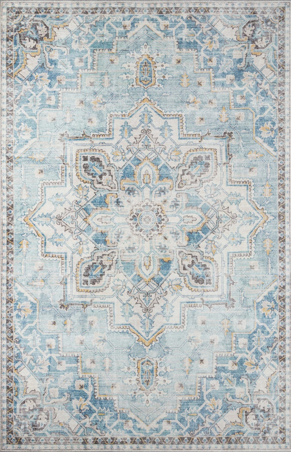 Momeni Afshar AFS32 Machine Made Traditional Medallion Indoor Area Rug Light Blue 10' x 14' AFSHAAFS32LBLA0E0
