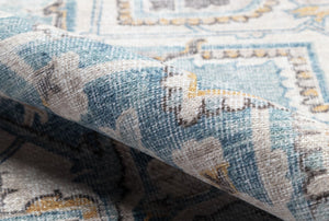 Momeni Afshar AFS32 Machine Made Traditional Medallion Indoor Area Rug Light Blue 10' x 14' AFSHAAFS32LBLA0E0