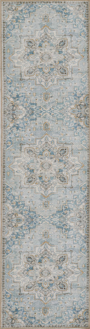 Momeni Afshar AFS32 Machine Made Traditional Medallion Indoor Area Rug Light Blue 10' x 14' AFSHAAFS32LBLA0E0