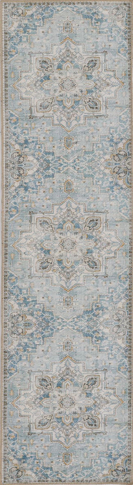 Momeni Afshar AFS32 Machine Made Traditional Medallion Indoor Area Rug Light Blue 10' x 14' AFSHAAFS32LBLA0E0
