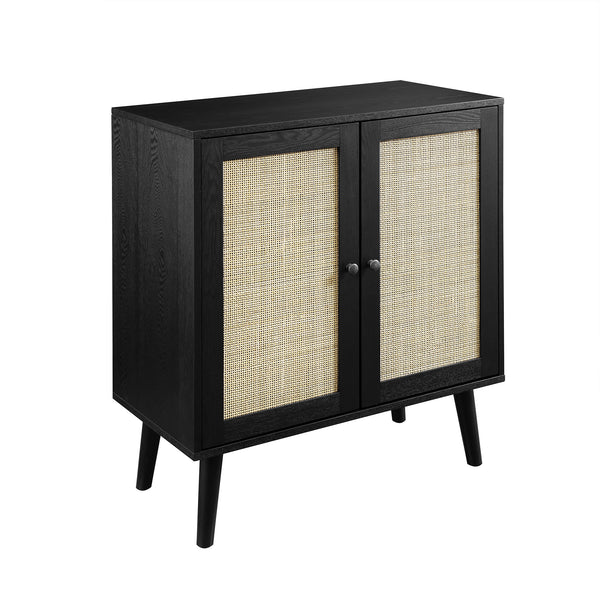 Walker Edison Boho 2 Door Solid Wood and Rattan Accent Cabinet XIIXR AFWDRT2DBL