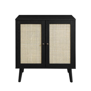 Walker Edison Boho 2 Door Solid Wood and Rattan Accent Cabinet XIIXR AFWDRT2DBL