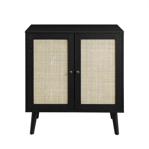 Walker Edison Boho 2 Door Solid Wood and Rattan Accent Cabinet XIIXR AFWDRT2DBL