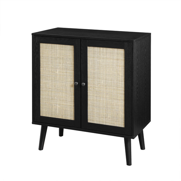Walker Edison Boho 2 Door Solid Wood and Rattan Accent Cabinet XIIXR AFWDRT2DBL