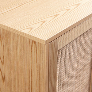 Walker Edison Boho 2 Door Solid Wood and Rattan Accent Cabinet XIIXR AFWDRT2DNL