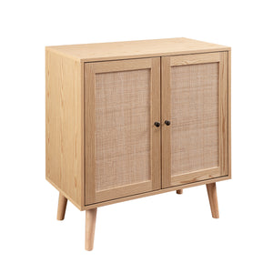 Walker Edison Boho 2 Door Solid Wood and Rattan Accent Cabinet XIIXR AFWDRT2DNL