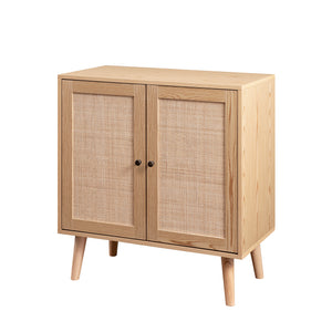 Walker Edison Boho 2 Door Solid Wood and Rattan Accent Cabinet XIIXR AFWDRT2DNL