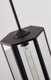 Bethel Bronzed Black Outdoor Pendant in Metal & Glass