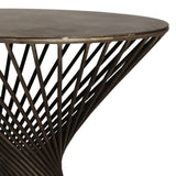 Dovetail Vancouver Round Black Iron Side Table with Twisted Iron Hourglass Shaped Pedestal Base AH005