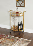 Round Gold Metal Bar Cart