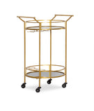 Round Gold Metal Bar Cart