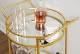 Round Gold Metal Bar Cart