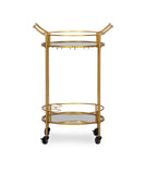 Round Gold Metal Bar Cart