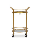 Round Gold Metal Bar Cart