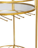 Round Gold Metal Bar Cart