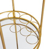 Round Gold Metal Bar Cart