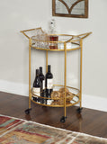 Round Gold Metal Bar Cart