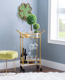 Round Gold Metal Bar Cart