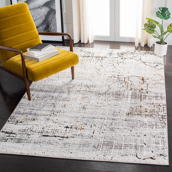 Amelia 248 Contemporary Power Loomed 50% Polypropylene + 50% Polyester Rug Grey / Gold