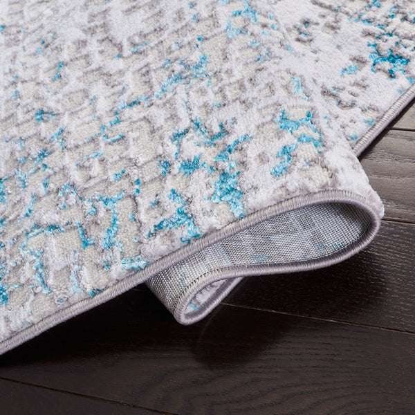 Amelia 254 Contemporary Power Loomed 50% Polypropylene + 50% Polyester Rug Grey / Turquoise