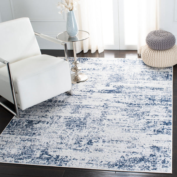 Amelia 700  Contemporary Power Loomed 75% Polypropylene 25% Shrink Polyester Rug Ivory / Navy