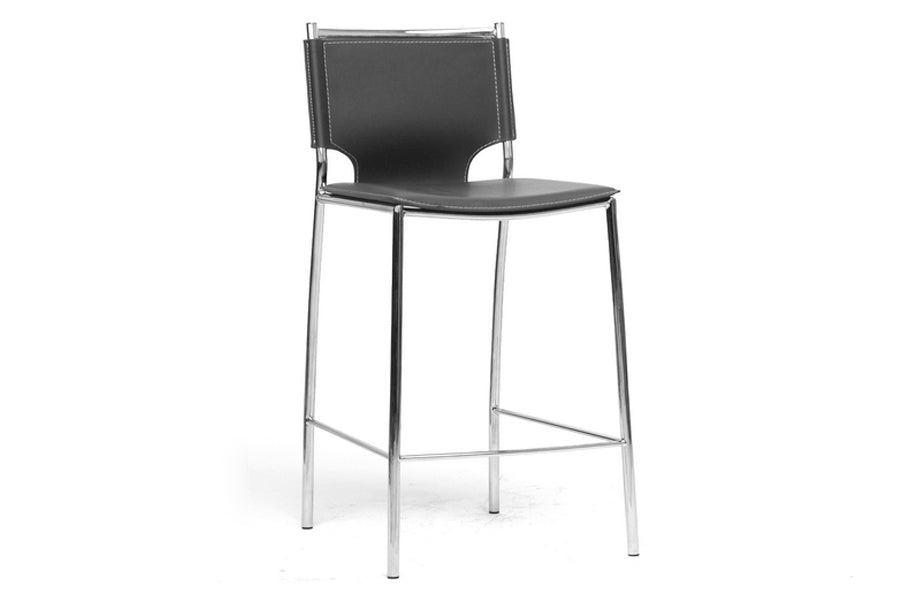 Baxton Studio Montclare Modern and Contemporary Black Bonded Leather Upholstered Modern Counter Stool (Set of 2)